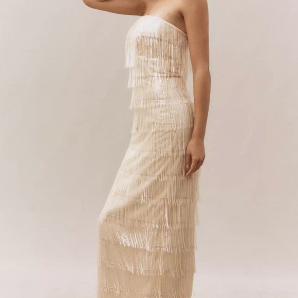 Dress the Population Tanya Beaded Fringe Gown Sz M - Picture 3 of 8